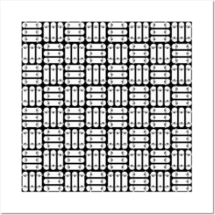 Skateboard Rows Pattern Black and White Posters and Art